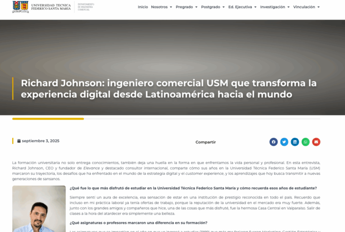 Richard Johnson: ingeniero comercial USM que transforma la experiencia digital desde Latinoamérica hacia el mundo
